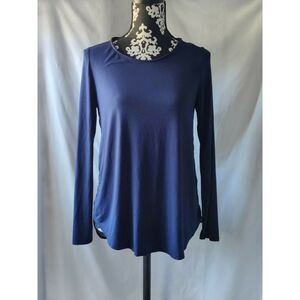 Miin Chico Top Blouse Long Sleeve Scoop Neck Blue‎ Womens Size Small